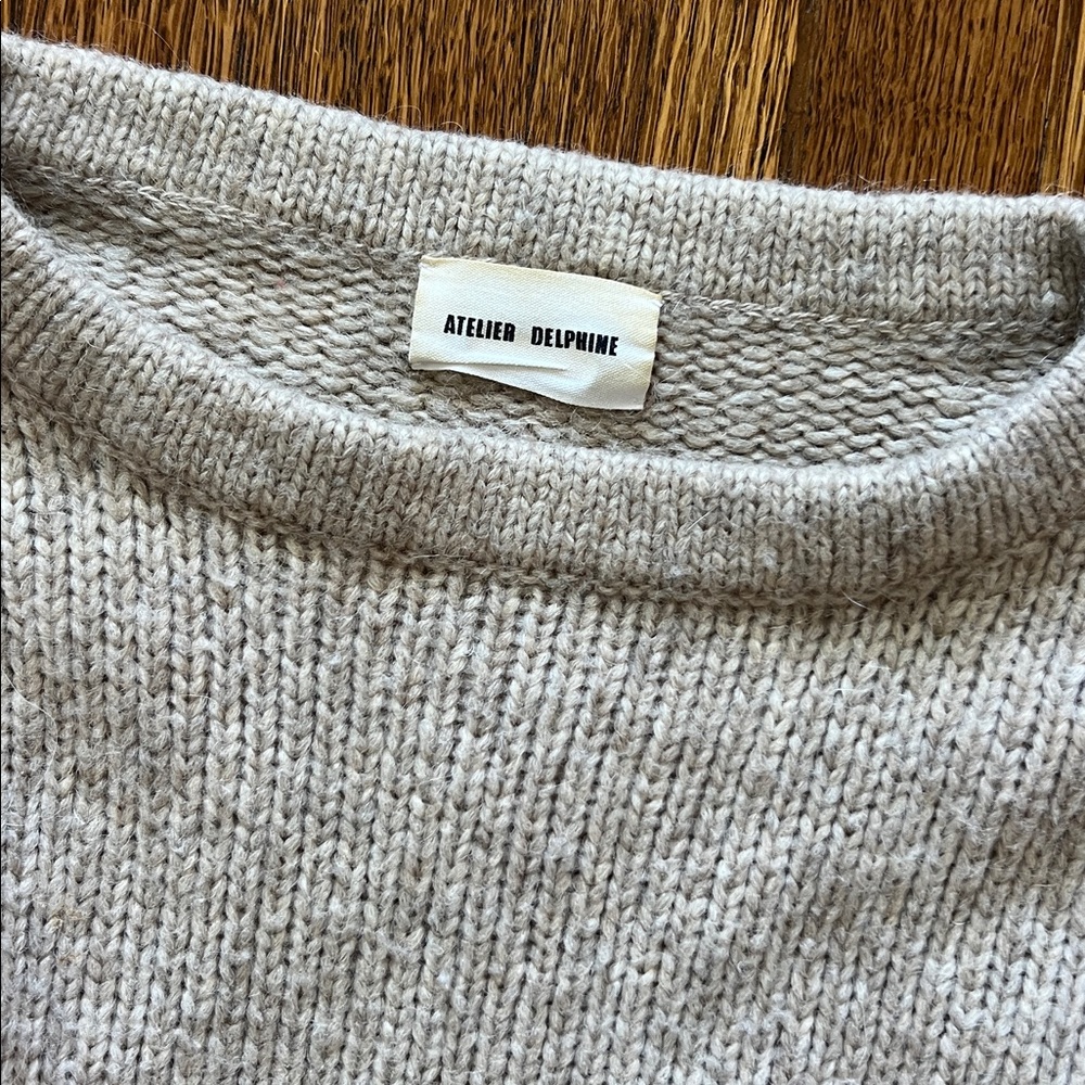 Atalier Delphine Balloon Sleeve Tan Sweater - Picture 3 of 9